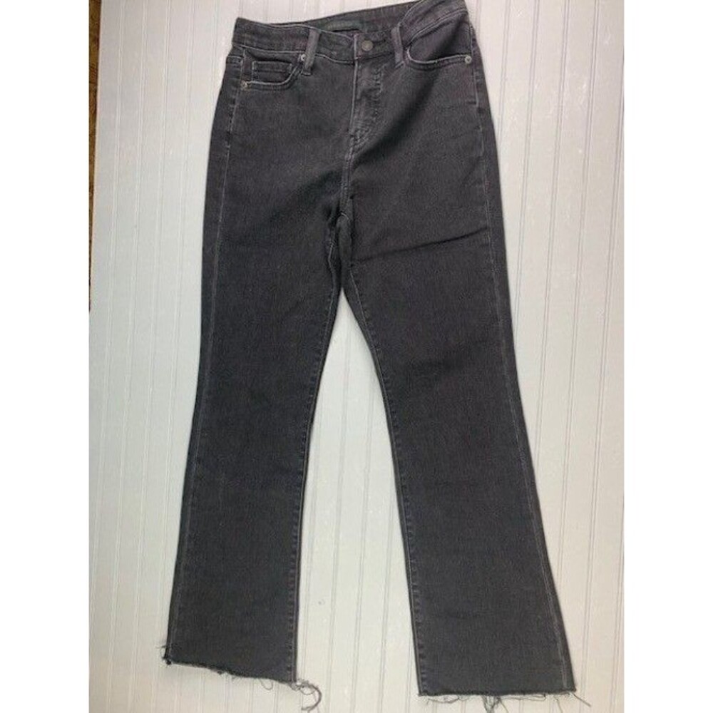 Uniqlo Size 24 Womens Jeans Skinny Flare High Rise Black Raw Hem Stretch